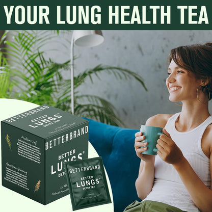 Betterlungs Detox Tea - 15 Herbal Tea Bags - Mullein Leaf, Ginseng, Elderberry, Ginger & Thyme for Lung Cleanse, Congestion Relief, Mucus Detox - Caffeine Free